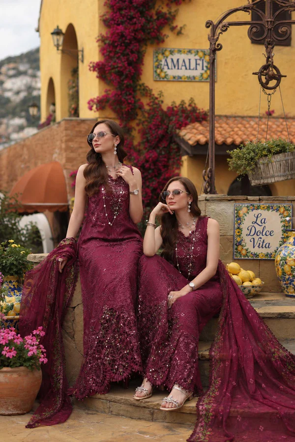 Noor Luxury Schiffli Laserkari ’26 – Vol 2 by Saadia Asad || D8 -Rasberry love