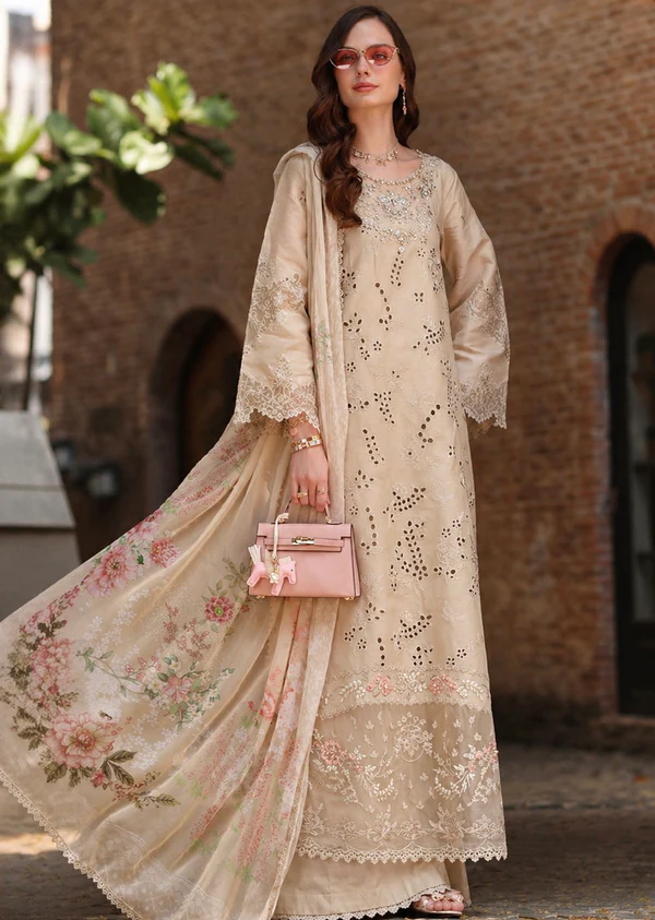 Noor Luxury Schiffli Laserkari ’26 – Vol 2 by Saadia Asad || D7 -Gris Tourtelle