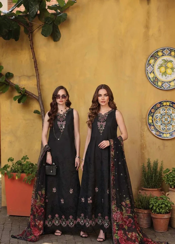 Noor Luxury  Schiffli Laserkari ’26 – Vol 2 by Saadia Asad || D5 – Raven Black