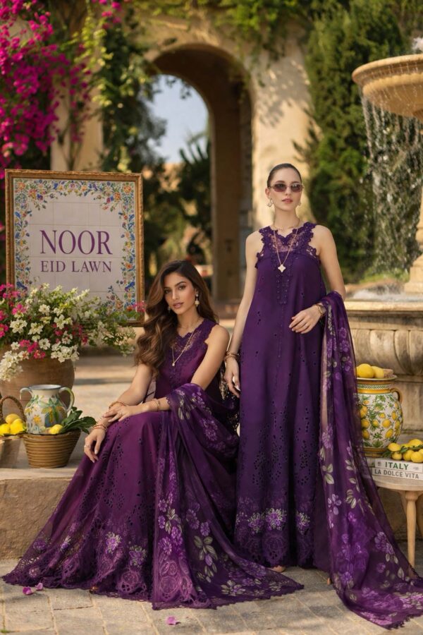 Noor Luxury  Schiffli Laserkari ’26 – Vol 2 by Saadia Asad || D2 -Amalfi Amethyst