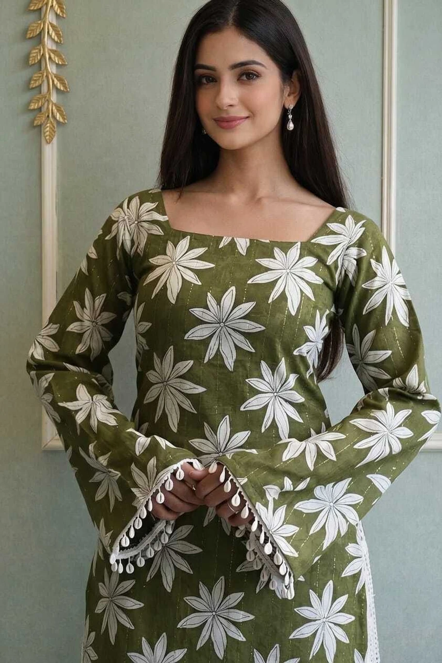 ABC Women Floral Print Cotton Blend A-Line Kurti | The Fashion Base